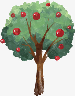 红色结了苹果的大树矢量图素材