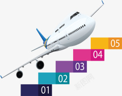 白色飞机阶梯图表矢量图素材