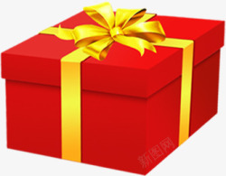红色礼盒黄色丝带礼物素材