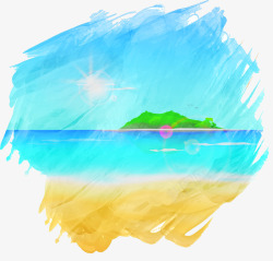 手绘海岛风景矢量图素材