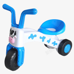 蓝色小牛三轮车玩具素材