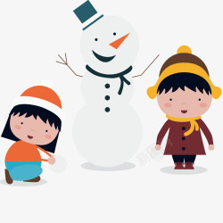 快乐背景与雪人儿童素材