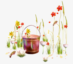 小花小草小木桶素材