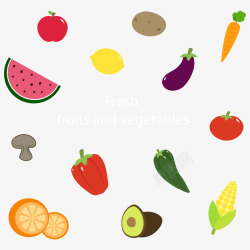 新鲜水果和蔬菜矢量图素材