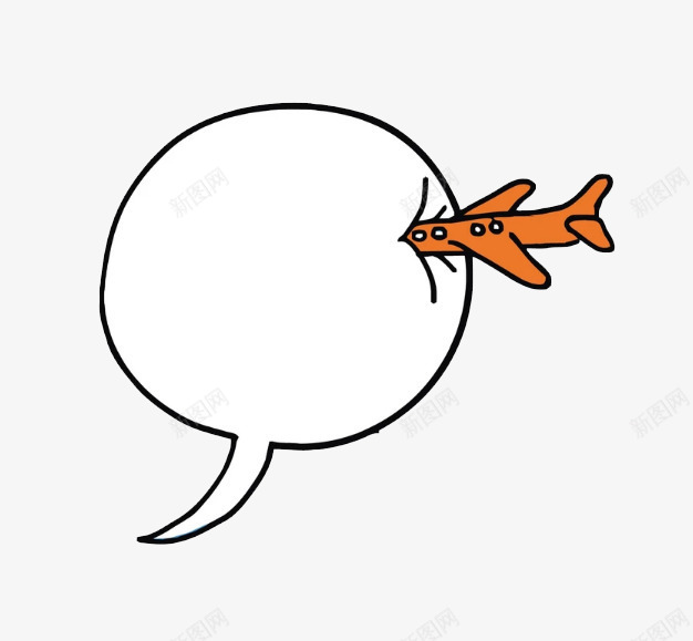 飞机对话框png免抠素材_88icon https://88icon.com 卡通 图案 对话框 手绘 橘色 白色 简图 飞机