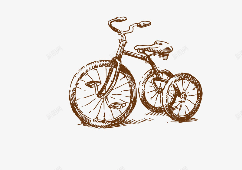 手绘儿童自行车矢量图ai免抠素材_88icon https://88icon.com 儿童玩具 手绘 自行车 矢量图