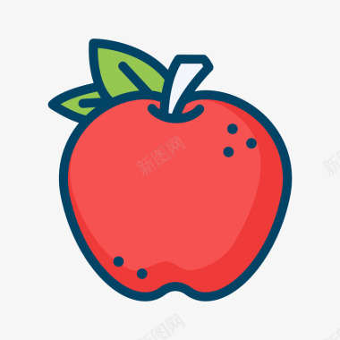 红色手绘弯曲苹果食物矢量图图标图标