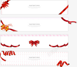 红色丝带蝴蝶结装饰框矢量图素材