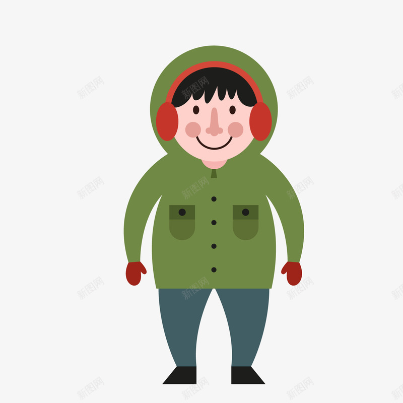 冬季穿棉袄的人png免抠素材_88icon https://88icon.com 冬季人物 卡通人物 穿棉袄 绿色衣服 背景装饰