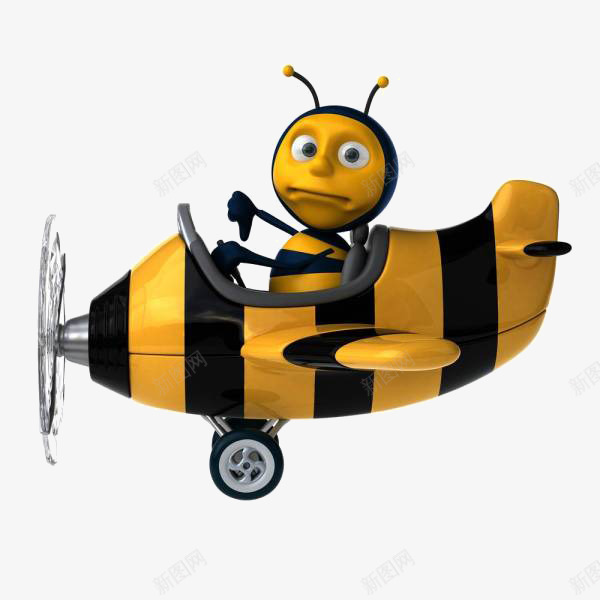 卡通蜜蜂png免抠素材_88icon https://88icon.com 卡通 蜜蜂素材 飞机 黄色