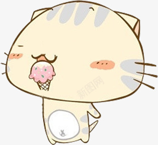 可爱喵咪png免抠素材_88icon https://88icon.com 可爱 吃冰淇淋的猫咪 小动物 小猫 零食店铺装饰