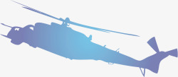 彩绘卡通蓝色剪影直升机矢量图素材