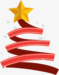 圣诞节红丝带圣诞树矢量图素材