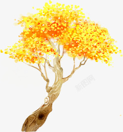 绘画黄色树木秋天贺卡素材