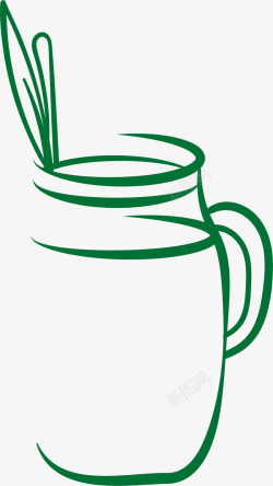 绿色线条茶叶茶饮素材