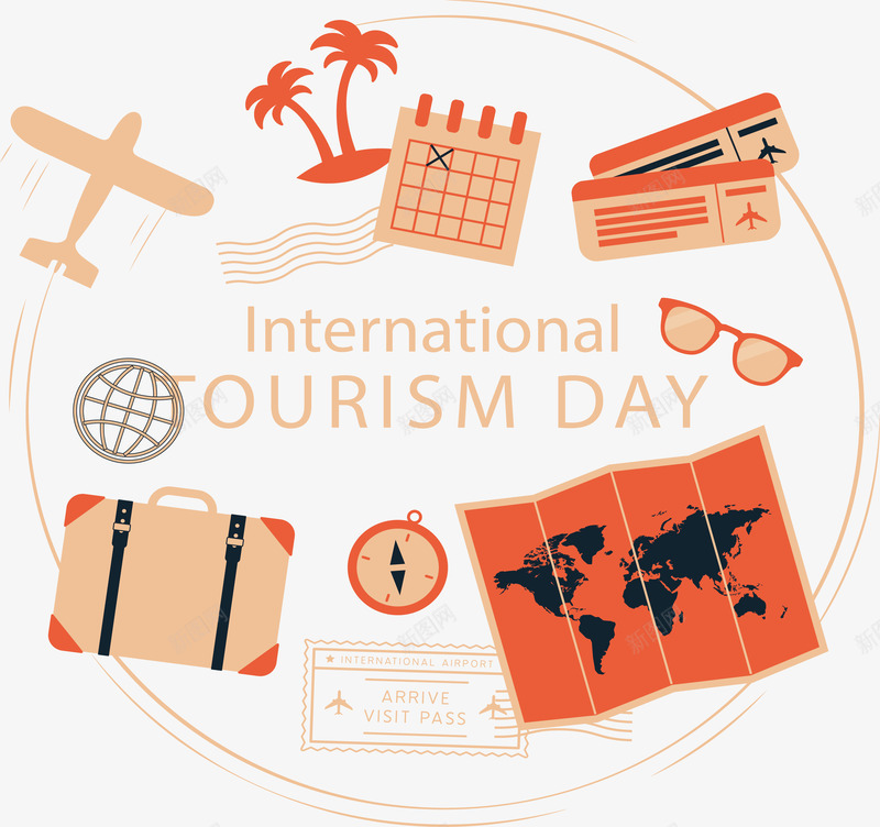 复古风旅游季海报png免抠素材_88icon https://88icon.com 复古风 旅游地图 旅游季 旅游海报 矢量png 飞机票