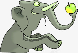 吃苹果的大象素材