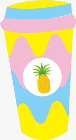 夏季饮料杯装菠萝汁素材