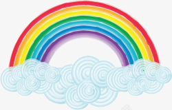 水彩夏季彩虹插画矢量图素材