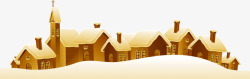 棕色可爱冬季雪中房屋素材