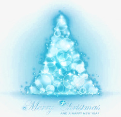 蓝色炫光圣诞树素材