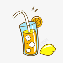 夏季卡通柠檬汁素材