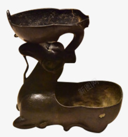 古代汉前卧式羊形油灯素材