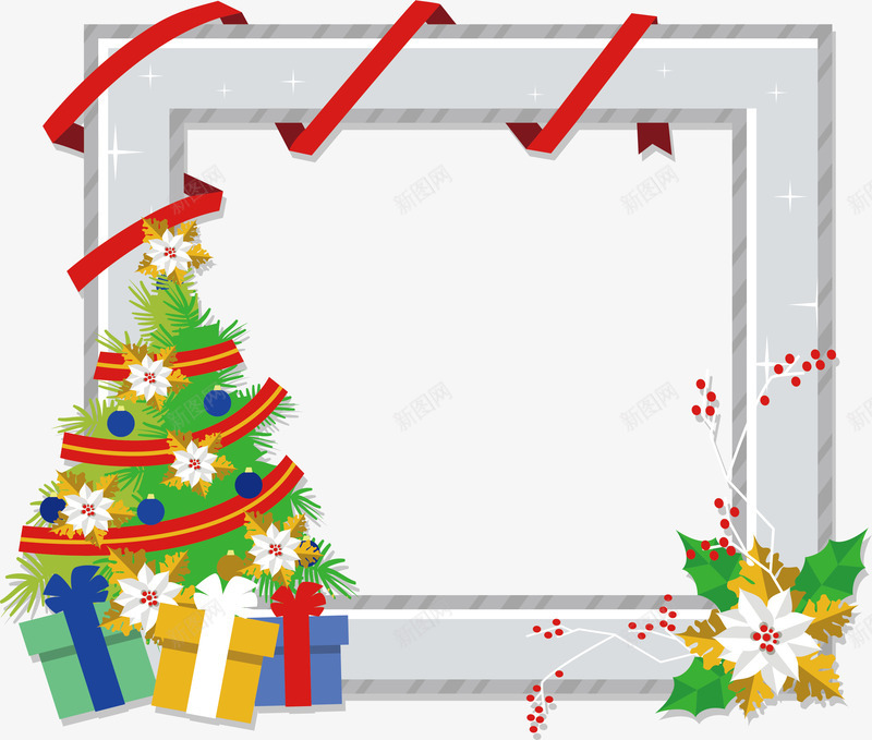 红丝带缠绕圣诞节相框png免抠素材_88icon https://88icon.com 丝带缠绕 圣诞树 圣诞相框 圣诞节 矢量png 精美相框