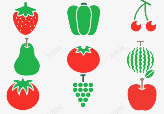 夏季水果夏季水果和蔬菜图标图标