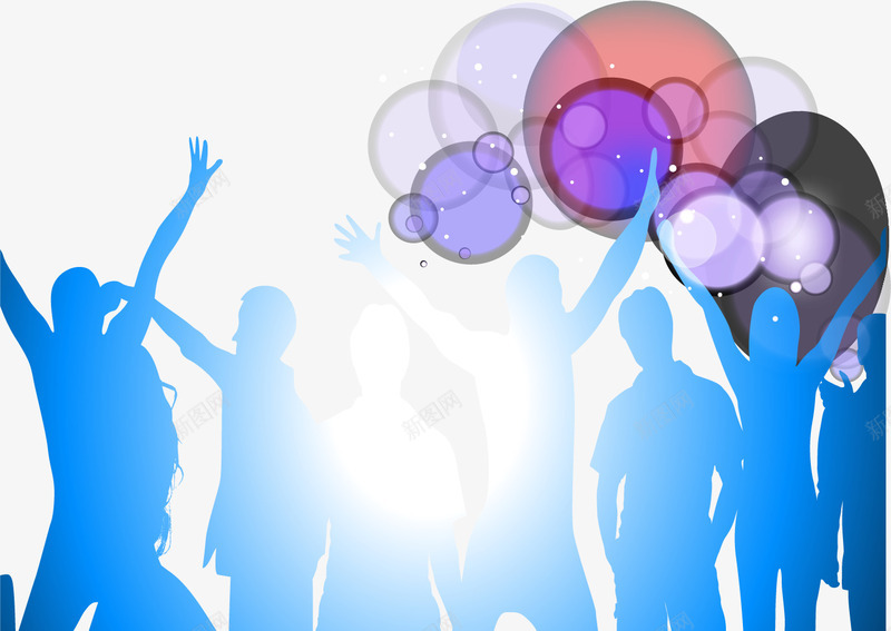 欢呼人群png免抠素材_88icon https://88icon.com 人群 光晕 欢呼 蓝色