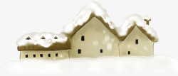 冬季手绘雪花房屋建筑素材