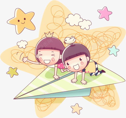 卡通小孩子png免抠素材_88icon https://88icon.com 卡通孩子 手绘人物 纸飞机