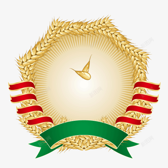 金黄色麦穗秋季丰收装饰png免抠素材_88icon https://88icon.com 丰收 圆环 秋天 装饰矢量图 边框 金黄色 麦穗