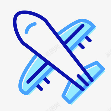卡通手绘心形蓝色手绘飞机元素矢量图图标图标