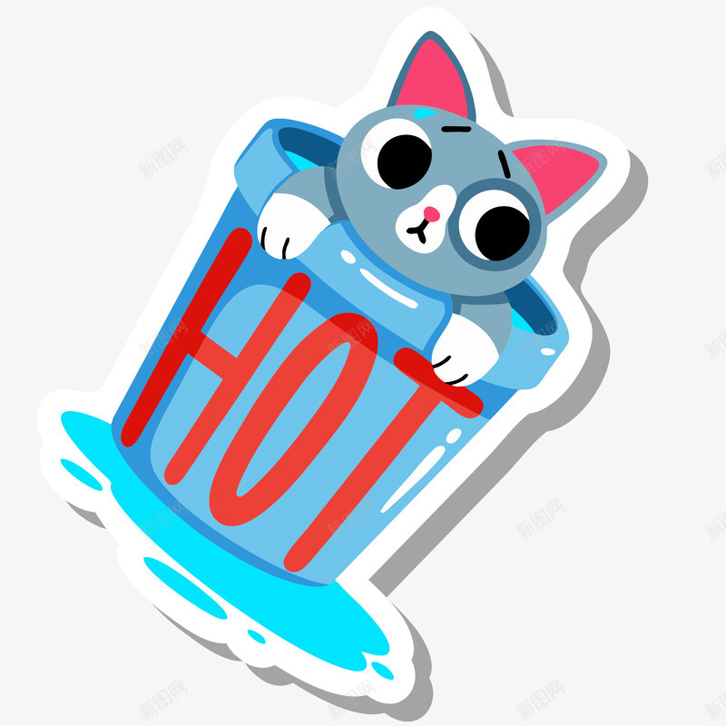 彩色小猫咪卡通插画矢量图ai免抠素材_88icon https://88icon.com 免抠PNG 动物 夏季 彩色小猫咪卡通插画 桶 猫 花猫 矢量图