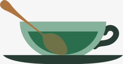 茶印茶杯绿色矢量图素材