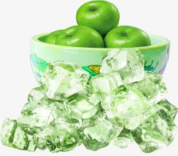 绿色冰块冰冻水果素材