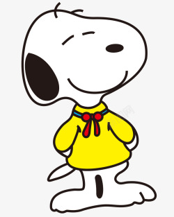 枣红色纯色T恤穿着黄色衬衫的卡通小狗高清图片