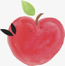 红色水彩苹果底纹矢量图素材