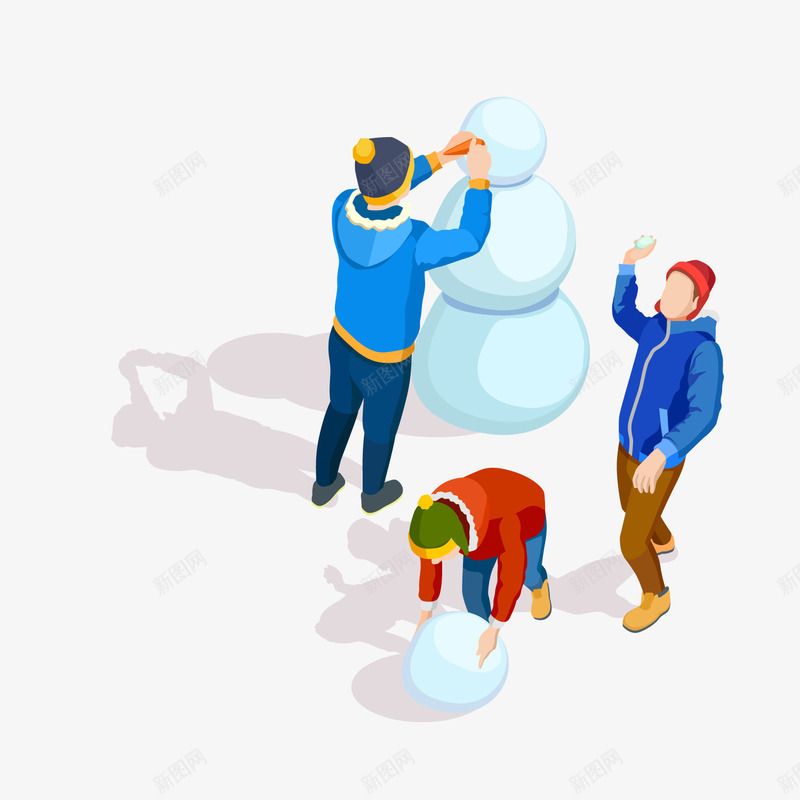 冬季堆雪人png免抠素材_88icon https://88icon.com 冬季玩耍人物 卡通人物 堆雪人 背景装饰