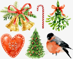 圣诞节小鸟与铃铛素材