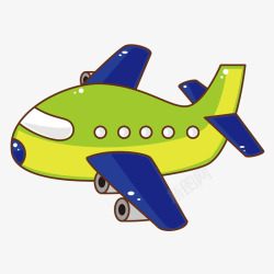 卡通儿童画绿色飞机矢量图素材