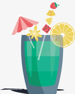 雨伞柚子果汁饮品矢量图素材