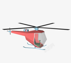 卡通立体红色直升机素材