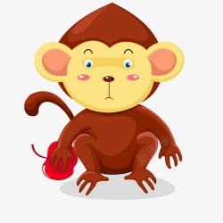 卡通拿着苹果的小猴子矢量图素材