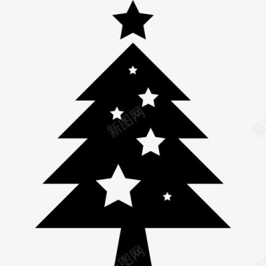 双人冬季圣诞树的星星饰品图标图标