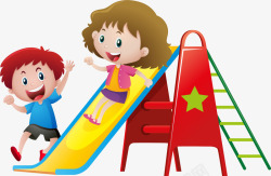 玩滑梯开心的笑儿童节玩滑滑梯的小朋友高清图片