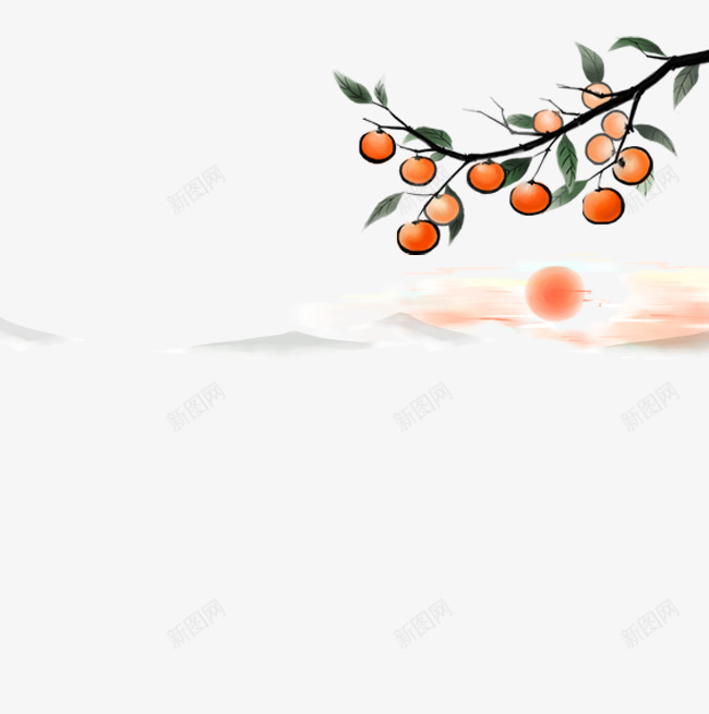 国画毛笔画苹果树png免抠素材_88icon https://88icon.com 中国风 国画 红太阳 苹果 苹果树