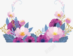 粉紫色夏季花丛边框矢量图素材