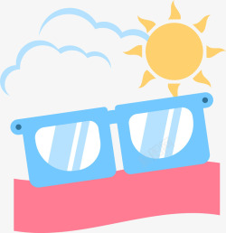 蓝色眼镜阳光夏日卡通主题标签矢矢量图素材